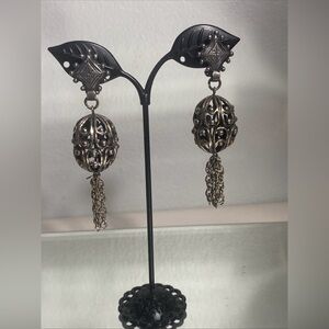 Vintage earrings pat156452 1940, Eutruska Filigree 3”